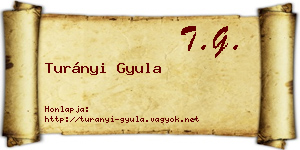 Turányi Gyula névjegykártya